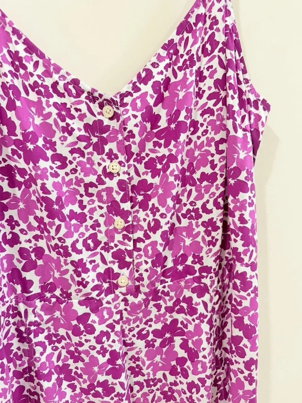 NWT GAP Floral Smocked Back Cami Sundress Medium Purple Button Front Viscose